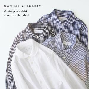 丸襟ブラウス レディース コットン100% ラウンドカラ― シャツ MANUAL ALPHABET｜tokyo-basic2012
