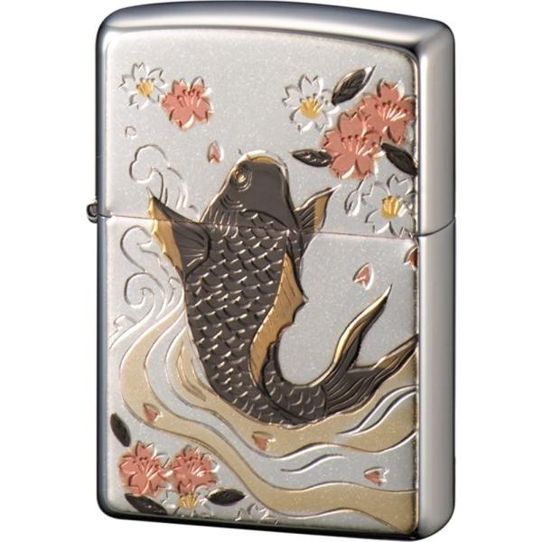 ZIPPO   ジッポー ライター シルバー 電鋳板 鯉 コイ　和柄