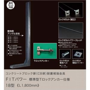 コンクリートブロック塀（CB塀）耐震補強金具 FITパワー標準型Tロックアンカー仕様 18型（L1800mm）｜tokyo-gardening