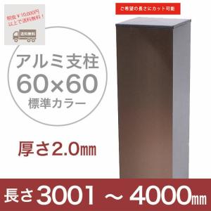 【樹脂フェンス】スタイルフェンス アルミ支柱［60角・2.0mm厚］ 3,001〜4,000mm 《標準カラー》（柱キャップ付き）