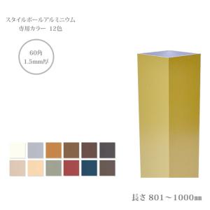 スタイルポールアルミニウム専用カラー、60×60角、1.5mm厚、長さ801〜1000mm、1本（柱キャップ付）