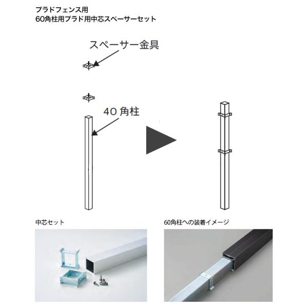 プラドフェンス専用 60角柱用プラド用中芯スペーサーセット 品番：G50HLA460 ※コンクリート...