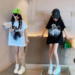 Tシャツ 女の子 トップス ブラウス キッズ 子供服 半袖 カジュアル 春夏着 ホワイト ブラック シンプル 可愛い 夏服 薄手 涼しい｜tokyo-happyland