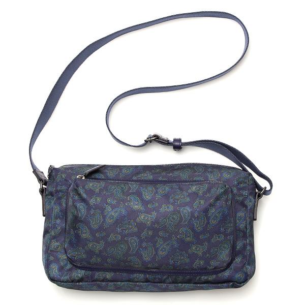 ショルダーバッグ おしゃれ ナイロン ペイズリー柄 ブルー ネイビー 青色 リモンタ ブランド 男女...
