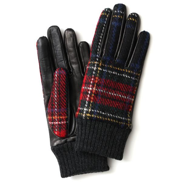 ハリスツイード 手袋 レディース スマホ対応  レッド ワイン 赤色 Harris Tweed 日本...
