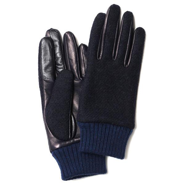 ハリスツイード 手袋 レディース スマホ対応  ブルー ネイビー 青色 Harris Tweed 日...