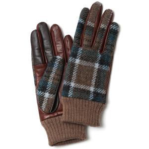 ハリスツイード 手袋 レディース スマホ対応  グリーン 緑色 Harris Tweed 日本製 革 女性 カシミヤ