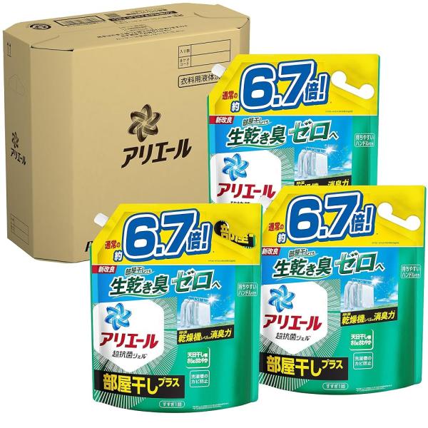 [ケース販売] [大容量] アリエール 部屋干しプラス 洗濯洗剤 液体 詰め替え 約6.7倍x3袋 ...