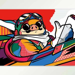 ヴァン・オートン Sky Ace 空のエース 額装 レッド 小 VAN ORTON 紅の豚 ジブリ HYH621