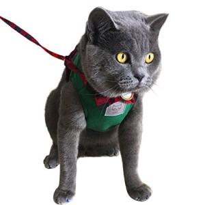IKENOKOI 猫用ハーネス 牽引ロープ 胴輪 犬用リード お散歩用 お出かけ 簡単脱着式 高い通気性 可愛いデザイン
