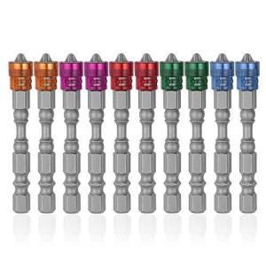 Saipor 10本組 ドライバービットセット 磁気スクリュードライバビット 六角軸 6.35mm PH2 電動ドライバーセットプラスネ
