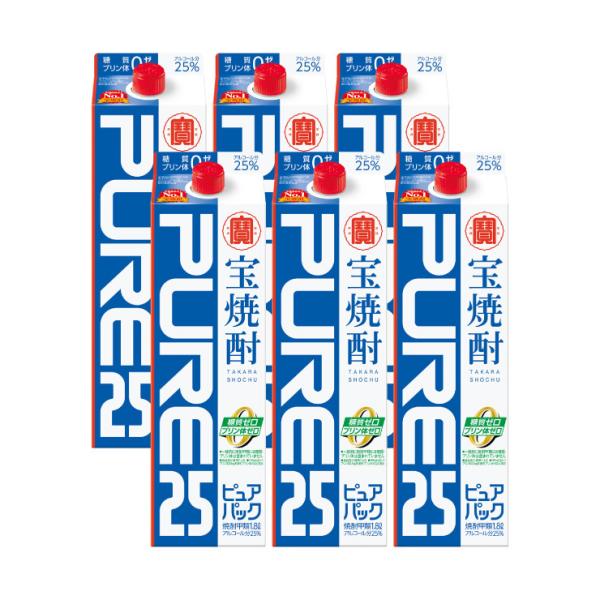 宝酒造 宝焼酎 「ピュアパック」 25° 紙パック 1800ml 6本 取り寄せ品 送料無料