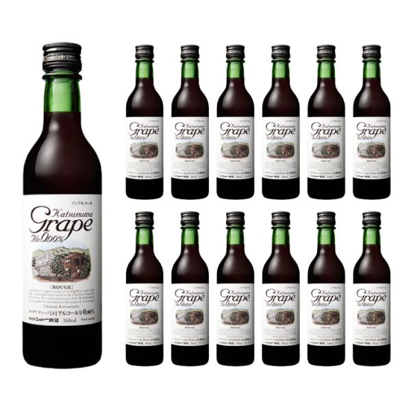 本格 ノンアルコールワイン カツヌマグレープ ハーフ 赤 ノンアルコール 360ml 12本 シャト...