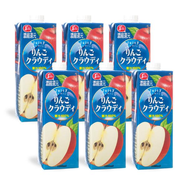 フルーツジュース りんごクラウディ 1000ml 6本 (1ケース) 紙パック ジューシー 熊本県果...