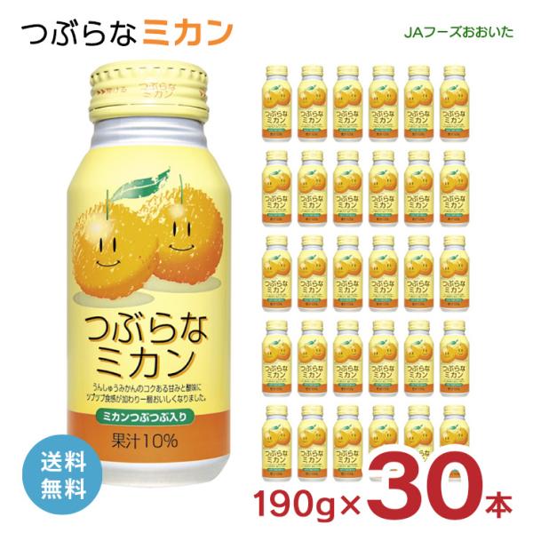 つぶらな みかん ジュース つぶらなミカン JAフーズおおいた 190g 30本 缶 大分県 柑橘 ...