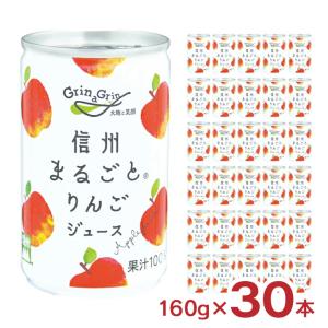 リンゴ ジュース 長野興農 信州まるごとりんごジュース 160g 30本 1ケース 缶 果汁100% ストレート 林檎 林檎ジュース りんご 送料無料 取り寄せ品