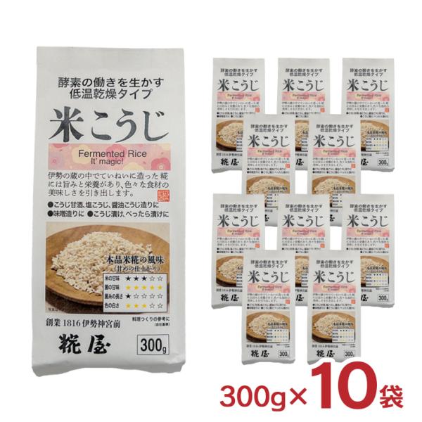 糀屋 米こうじ 300g 10袋 米麹 こうじや 三重県 伊勢 送料無料 取り寄せ品