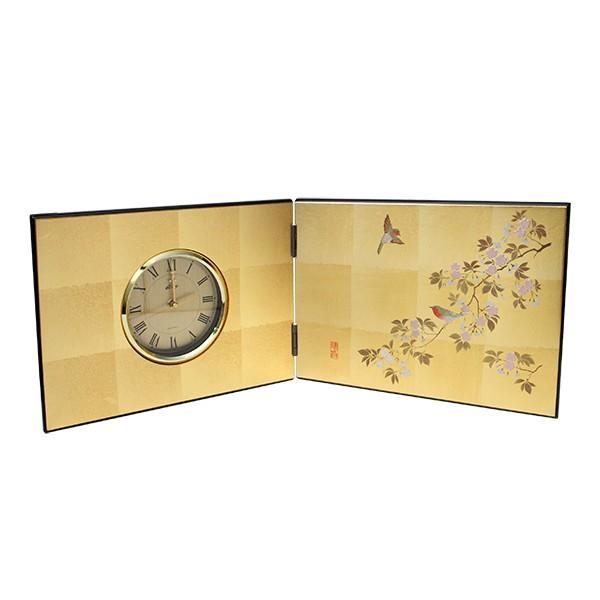 日本のおみやげ　和雑貨　和小物　外国人へのプレゼント　金沢箔 屏風時計／花見鳥