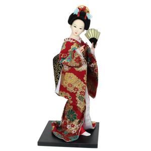 日本人形 ( 舞踊 舞妓 扇子/赤 ) RN-5053-851 23センチ 日本のお土産