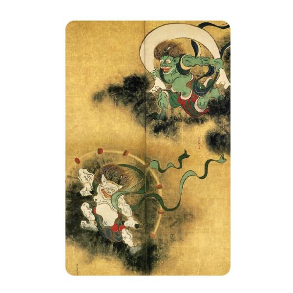 日本のおみやげ　和柄　小物　外国人へのプレゼント　カードサイズマグネット／風神雷神