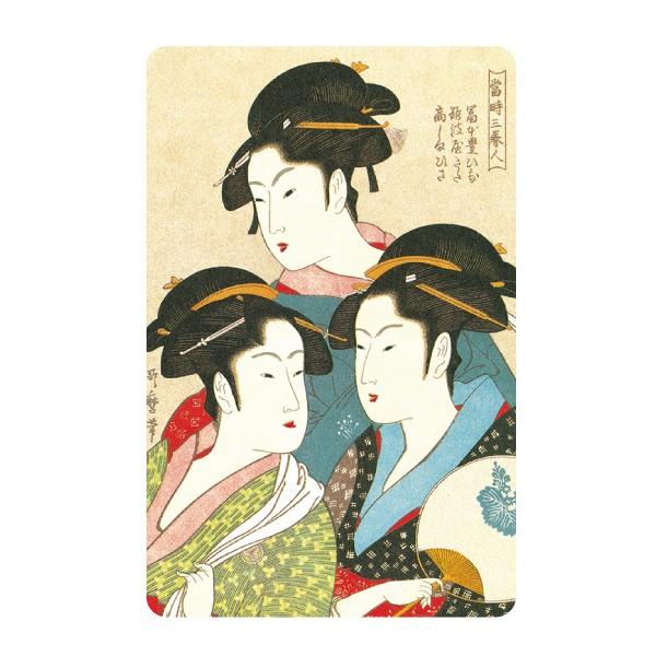 日本のおみやげ　和柄　小物　外国人へのプレゼント　カードサイズマグネット／寛政三美人