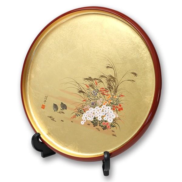 日本のおみやげ　和雑貨　和小物　外国人への贈り物　金箔丸盆（飾り立て付）／みやび
