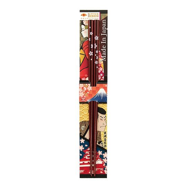 日本のおみやげ　箸　和雑貨　外国人へのプレゼント　日本デザインシリーズ若狭塗り箸／桜（黒）