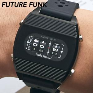 フューチャーファンク 腕時計 FUTURE FUNK FF104-BK-RB 時計 ローラー式 ドラム式表示 ローラーデジタルウォッチ クォーツ レトロ メーター 回転｜tokyo-watchstyle