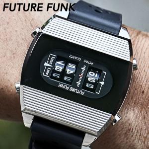 フューチャーファンク 腕時計 FUTURE FUNK FF104-SV-RB 時計 ローラー式 ドラム式表示 ローラーデジタルウォッチ クォーツ レトロ メーター 回転｜tokyo-watchstyle