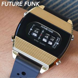 フューチャーファンク 腕時計 FUTURE FUNK FF104-YG-RB 時計 ローラー式 ドラム式表示 ローラーデジタルウォッチ クォーツ レトロ メーター 回転｜tokyo-watchstyle