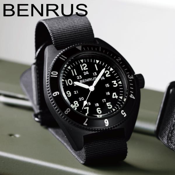 ベンラス 時計 ミリタリーウォッチ 腕時計 メンズ BENRUS TYPE-II BLACK COM...