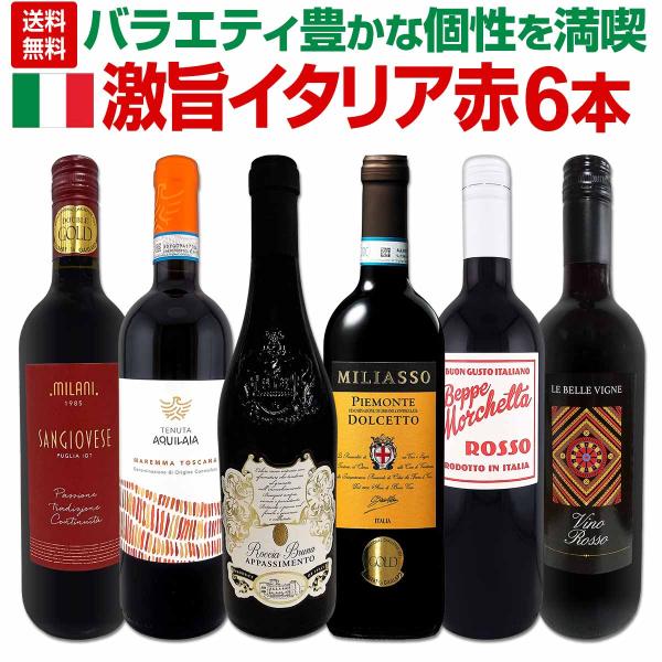 バラエティ豊かな個性を満喫★激旨イタリア赤ワイン6本セット!!