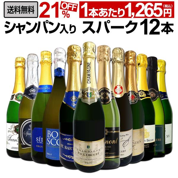 シャンパン スパークリングワイン 白 セット フランス スペイン 12本 wine set spar...