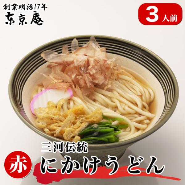 うどん にかけうどん 三河伝統にかけうどん かけつゆ 揚げ玉付き 赤つゆ 3人前 素うどん 東京庵 ...