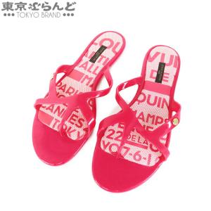 返品可 ルイヴィトン LOUIS VUITTON ビーチサンダル 靴 ラバー キャンバス ピンク #38 レディース   101625886｜tokyobrand