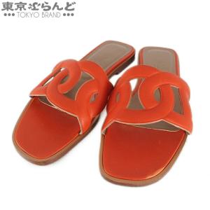 返品可 エルメス HERMES ミュール サンダル レディース シェーヌダンクル オレンジ系 ＃37 レディース 101643185｜tokyobrand