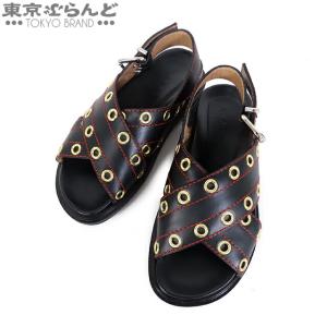 返品可 マルニ MARNI フズベット サンダル 靴 レザー スタッズ 黒 ブラック #34 1/2 レディース FBMS006901   101658071｜tokyobrand