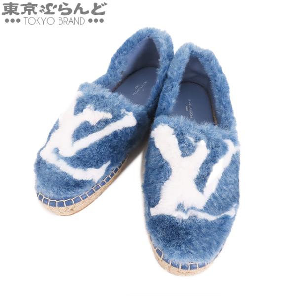 ルイヴィトン LOUIS VUITTON シーショア ライン LV ロゴ エスパドリーユ ブルー フ...