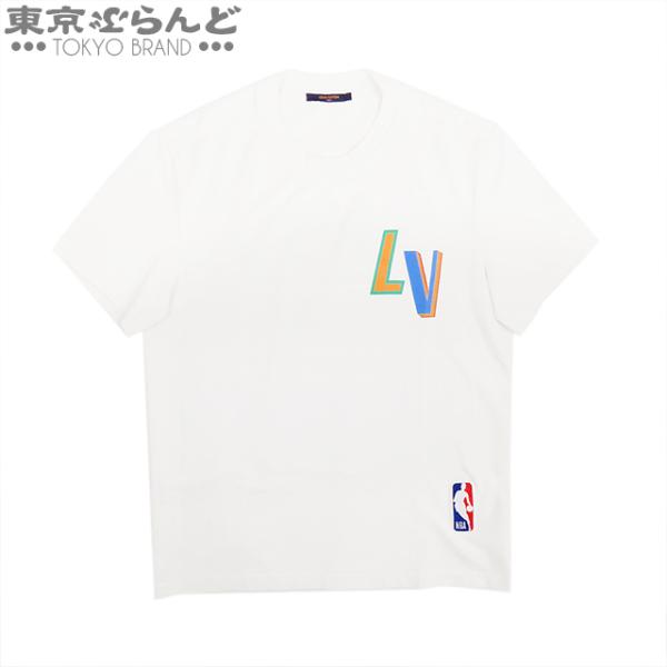 ルイヴィトン NBA フロント&amp;バック レタープリント Tシャツ 1A8X8R ホワイトxマルチカラ...