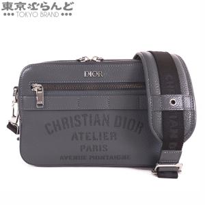 ディオール・オム DIOR HOMME サファリ メッセンジャー ダークグレー レザー ショルダーバッグ メンズ A 101692882｜tokyobrand