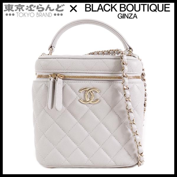 シャネル CHANEL バニティバッグ グレー シャンパンゴールド金具 キャビアスキン 2WAY ハ...