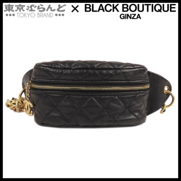 シャネル CHANEL ボディバッグ ブラック ゴールド金具 レザー マトラッセ ココマーク ウエス...