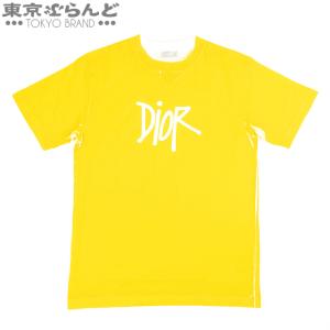 クリスチャンディオール Christian Dior ロゴプリント オーバーサイズ Tシャツ 033J625E0554 イエロー コットン XS 半袖 メンズ 101706453｜tokyobrand