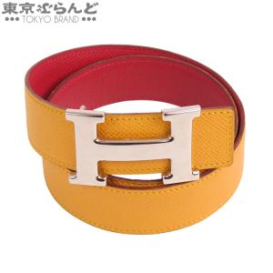 エルメス HERMES リバーシブル Hベルト 〇Y刻印 ジョーヌ ルージュヴィフ クシュベル 62...