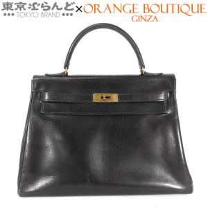 エルメス HERMES ケリー 32 内縫 ブラック ゴールド金具 ボックスカーフ ハンドバッグ レ...