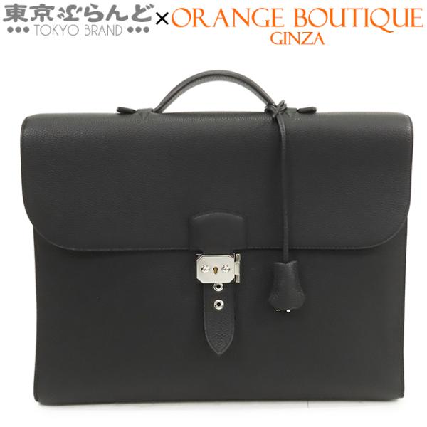 エルメス HERMES サックアデペッシュ 37 C刻印 黒 ブラック シルバー金具 トゴ 書類鞄 ...