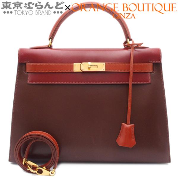 エルメス HERMES ケリー32 外縫 2way トリコロール □A刻印 マロンフォンセxルージュ...