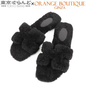 HERMES エルメス オラン フラット ボアサンダル ブラック 黒 HERMES エルメス オラン フラット ボアサンダル ブラック 黒