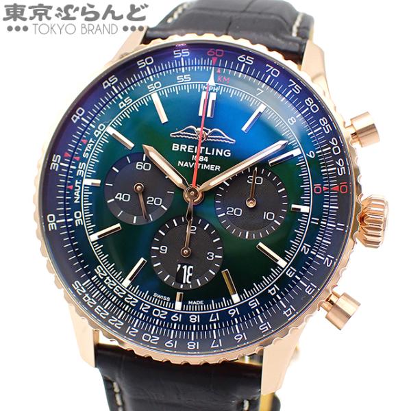 ブライトリング BREITLING ナビタイマーB01  RB0137241L1P1 グリーンxピン...