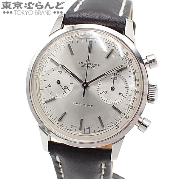 ブライトリング BREITLING トップタイム 2002 シルバー SS レザー クロノグラフ 腕...